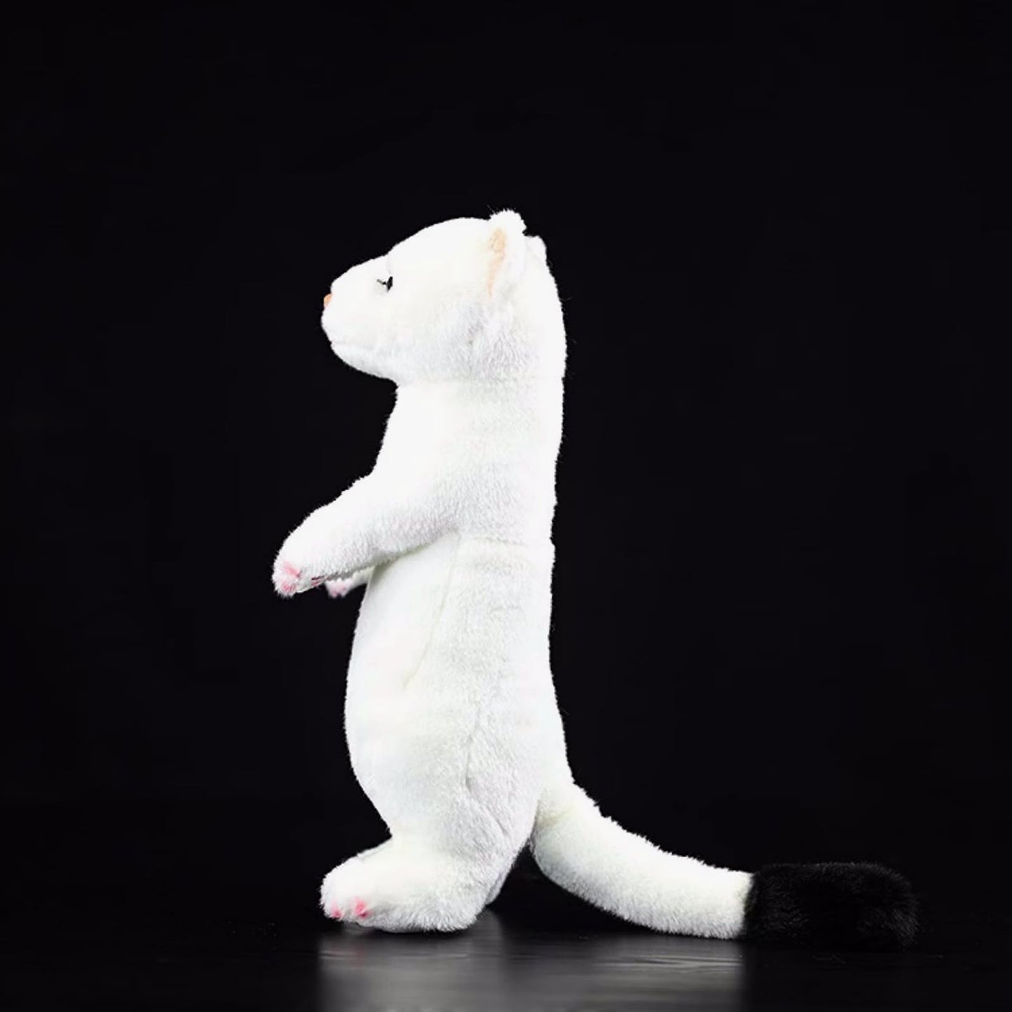 Simulation Standing Stoat Plush,Stoat Model,White Stuffed Animal,Soft Ferret Toy,Gifts for Kids,12.5 Inches