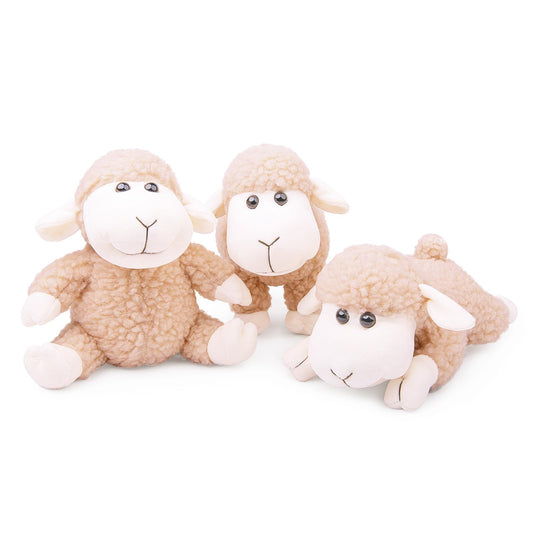Sheep Stuffed Animal Lamb Plush Decorations 3Pcs (Sitting, Standing, Kneeling) White Sheep Toys Gift for Kids Little Girl/Boy