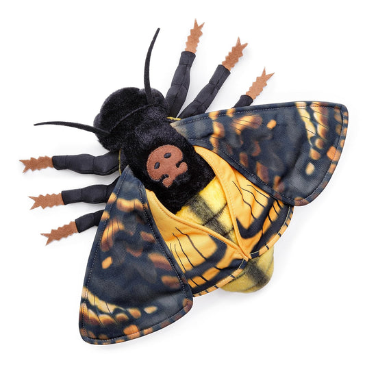 Simulation Deaths Head Hawk Moth Stuffed Animal-Yellow 9.8",Lifelike Death's-Head Hawkmoth Plush Toy, Moth Toy,Gifts for Kids,Home Decor