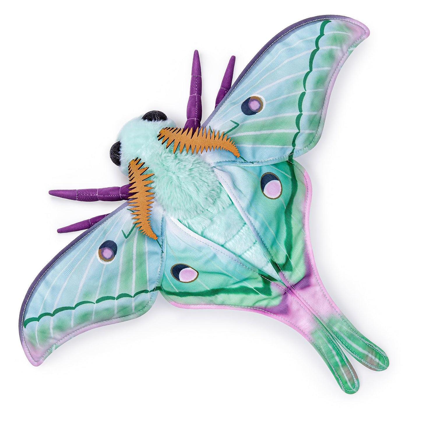 Realistic Luna Moth Plush Animal Toy - Green with Lanyard, Moth Plush Toy, Cute Doll, Children's Gift, Bag Decoration