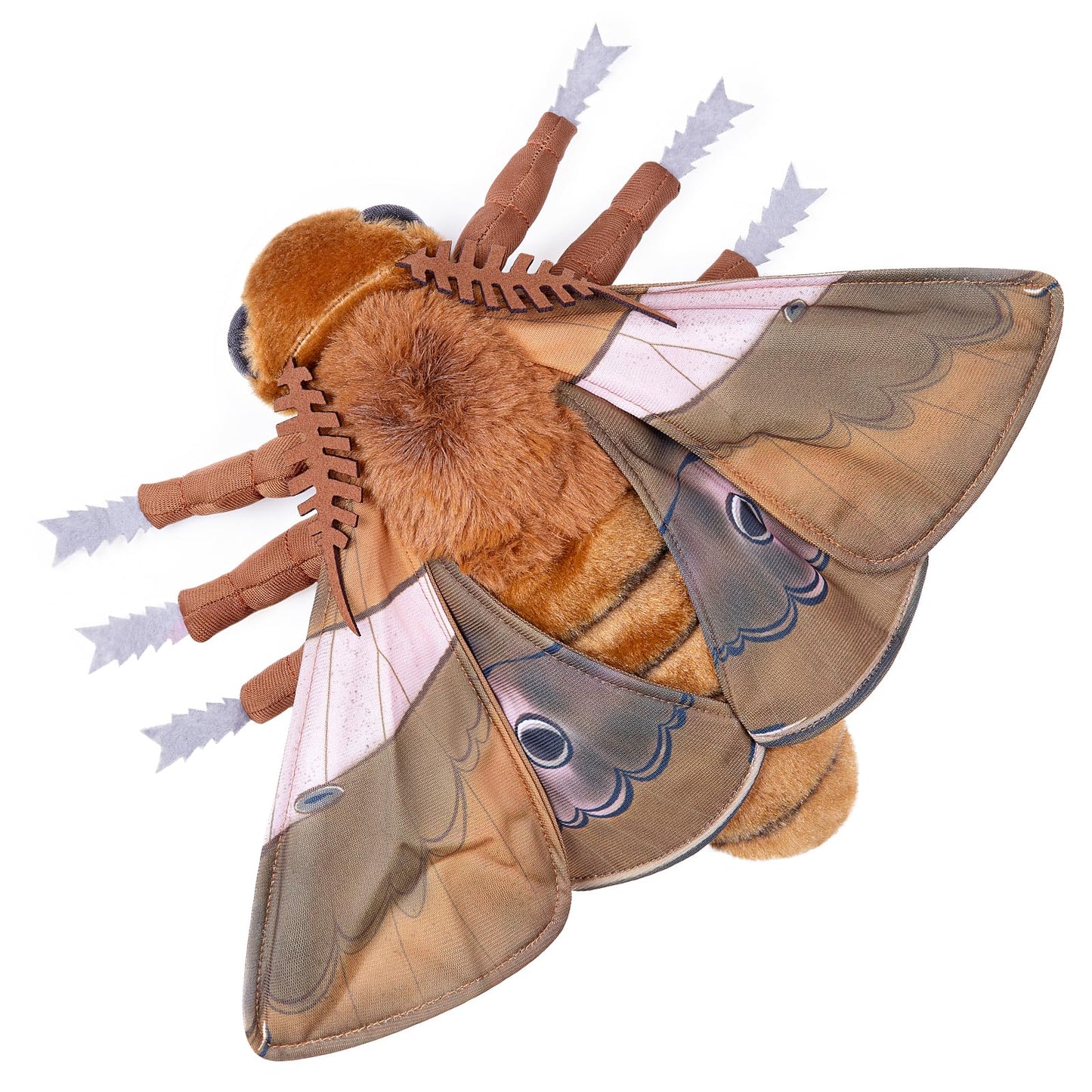 Simulation Ginkgo Moth Plush Animal - Brown 15 Inch,Ginkgo Moth Plush Toy, Soft Moth Stuffed Toy for Kids,Home Decor, Cuddle Toy