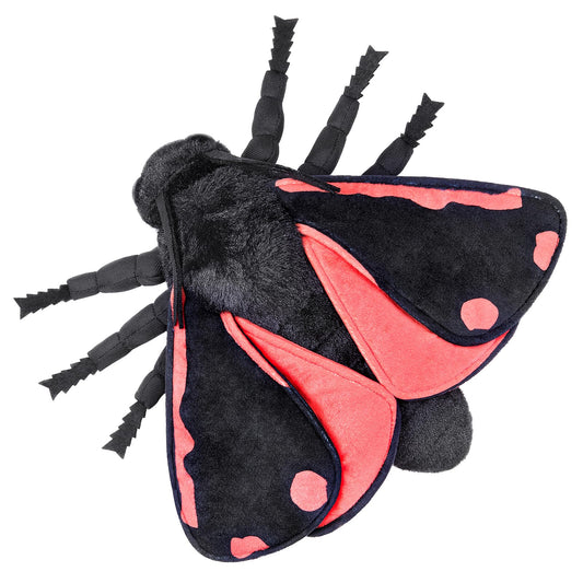 Lifelike Cinnabar Moth Stuffed Animal-Black 9.8",Moth Plush Toy,Gifts for Kids,Home Decor,Hugging Toy