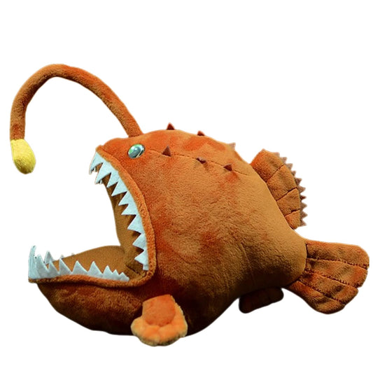Lifelike Anglerfish Plush-Brown 9.8" Fish Stuffed Animal,Soft Monkfish Plush Toy,Gifts for Kids