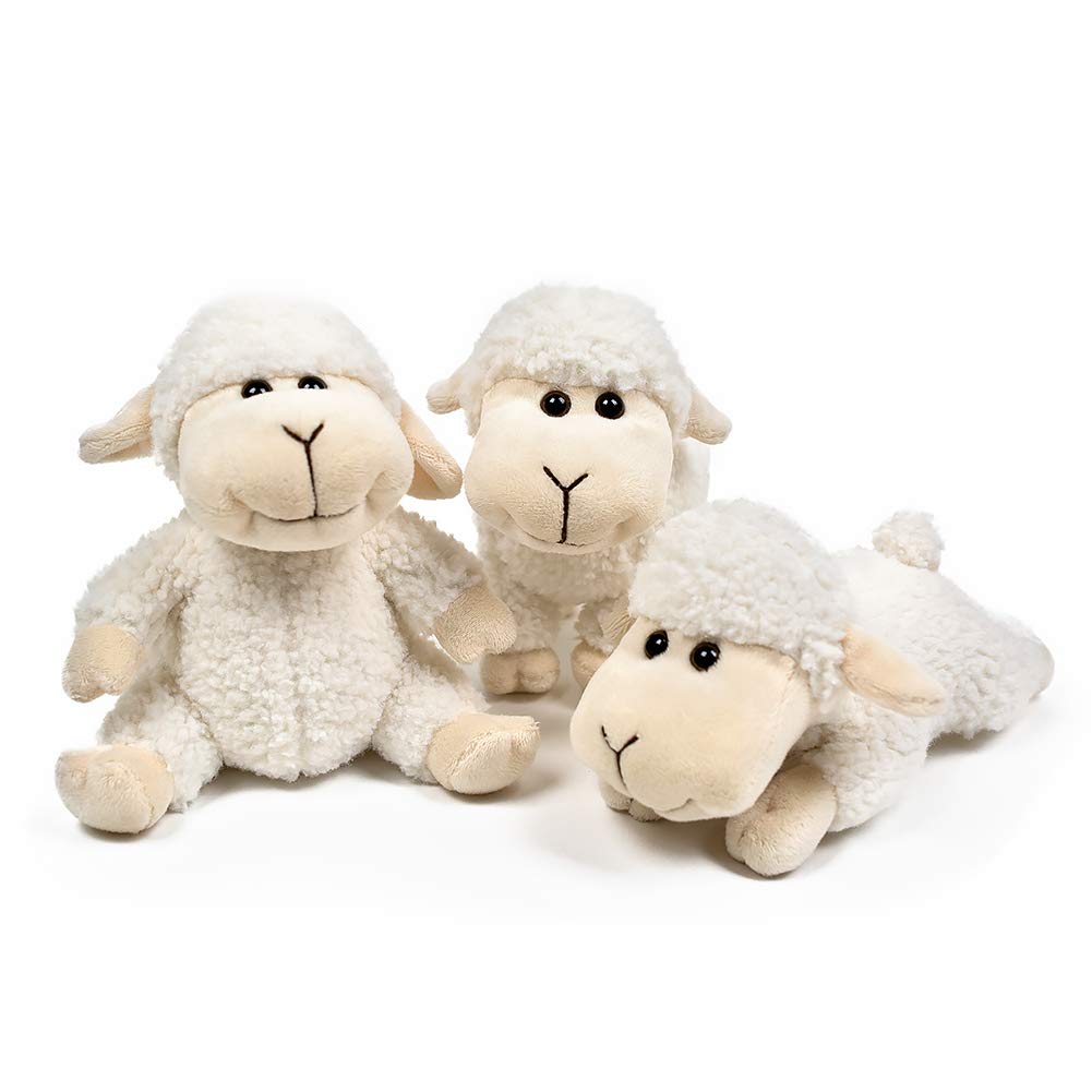 Sheep Stuffed Animal Lamb Plush Decorations 3Pcs (Sitting, Standing, Kneeling) White Sheep Toys Gift for Kids Little Girl/Boy