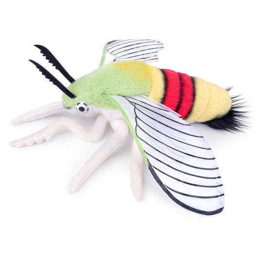 Realistic Cephonodes Hylas Plush Animal - Yellow 9.8 Inch,Pellucid Hawkmoth Plush Toy, Soft Moth Stuffed Toy for Kids, Home Decor, Cuddle Toy