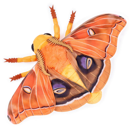 Simulation Polyphemus Moth Plush Animal - Orange 9.8 Inch,Soft Polyphemus Moth Plush Toyfor Kids, Girls Toy,Home Decor, Cuddle Toy