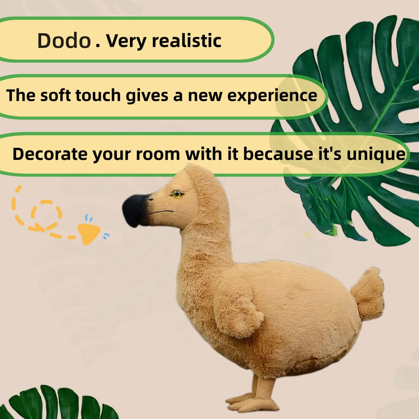 Realistic Dodo Bird Stuffed Animal-Brown 14",Soft Big Bird Toy Gifts for Kids, Home Decor,Hugging Toy