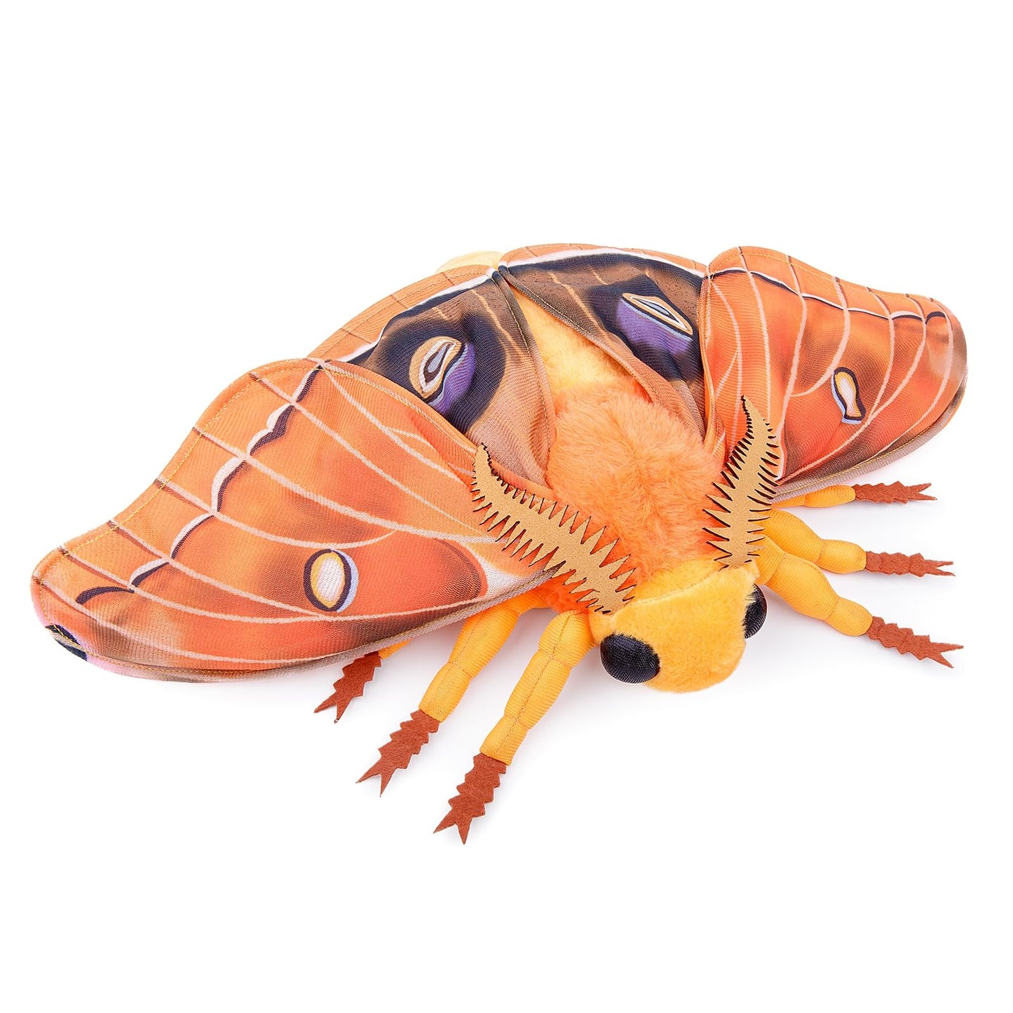 Simulation Polyphemus Moth Plush Animal - Orange 9.8 Inch,Soft Polyphemus Moth Plush Toyfor Kids, Girls Toy,Home Decor, Cuddle Toy
