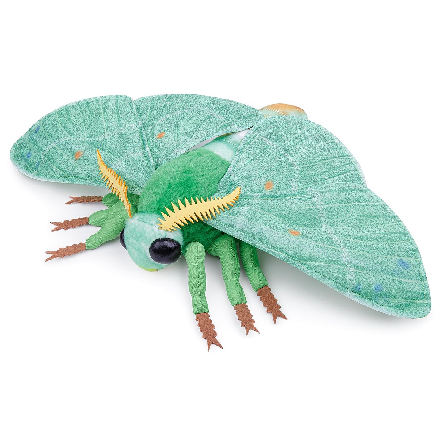 Realistic Emerald Moth Plush Animal - Green 10 Inch, Beautiful Moth Stuffed Animal, Home Decor, Cuddle Toy