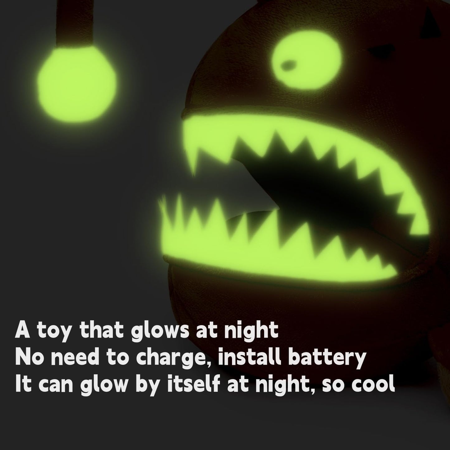 Lifelike Anglerfish Luminous Plush 9.8" Fish Stuffed Animal,Glow in The Dark,Soft Monkfish Plush,Gifts for Kids, Fish Decor