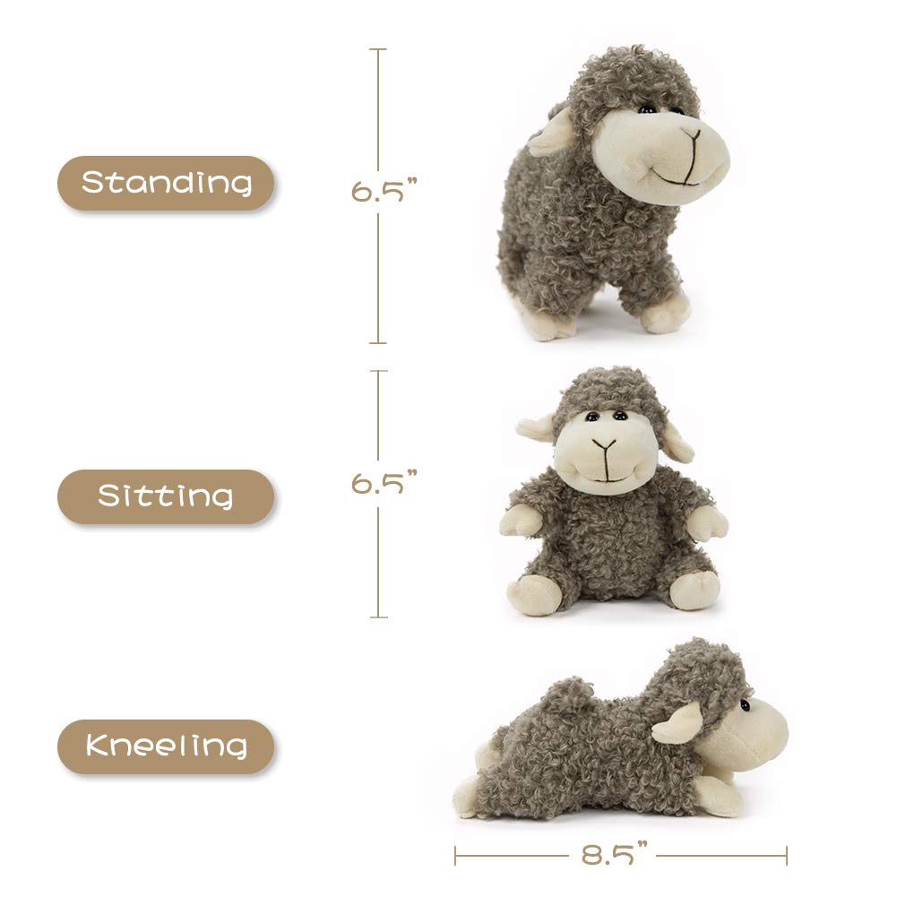 Sheep Stuffed Animal Lamb Plush Decorations 3Pcs (Sitting, Standing, Kneeling) White Sheep Toys Gift for Kids Little Girl/Boy