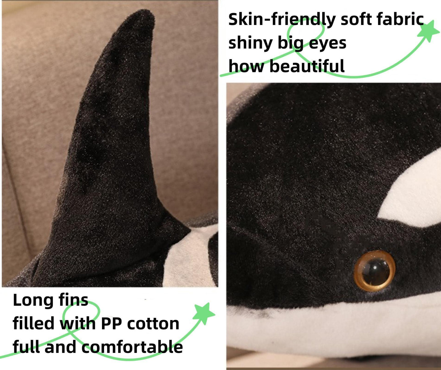 Simulation Orca Stuffed Animal,Lifelike 15.7" Ocean Creature Killer Whale Plush Stuffed PP Cotton Animal, Orca Plush,Gifts for Kids
