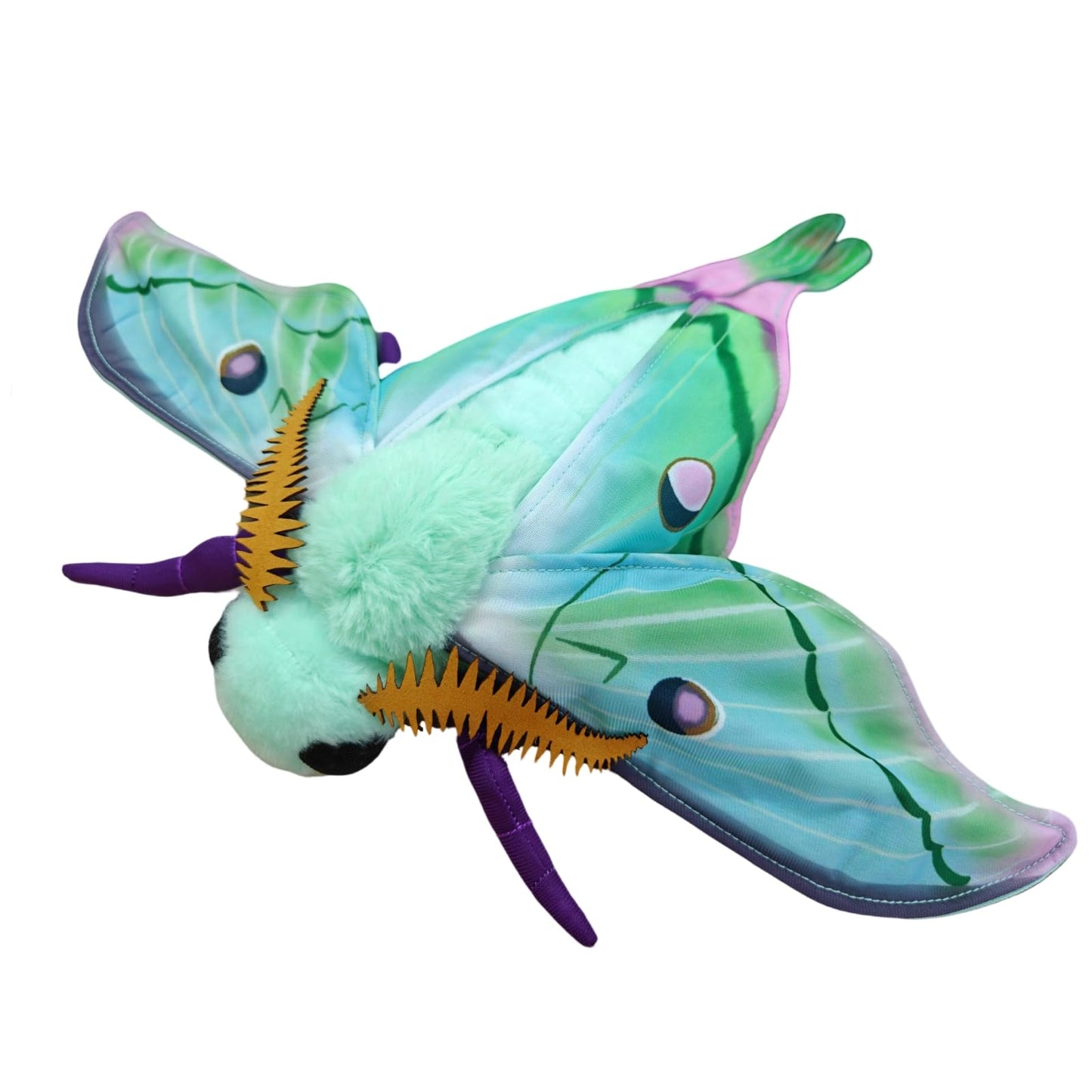 Realistic Luna Moth Plush Animal Toy - Green with Lanyard, Moth Plush Toy, Cute Doll, Children's Gift, Bag Decoration