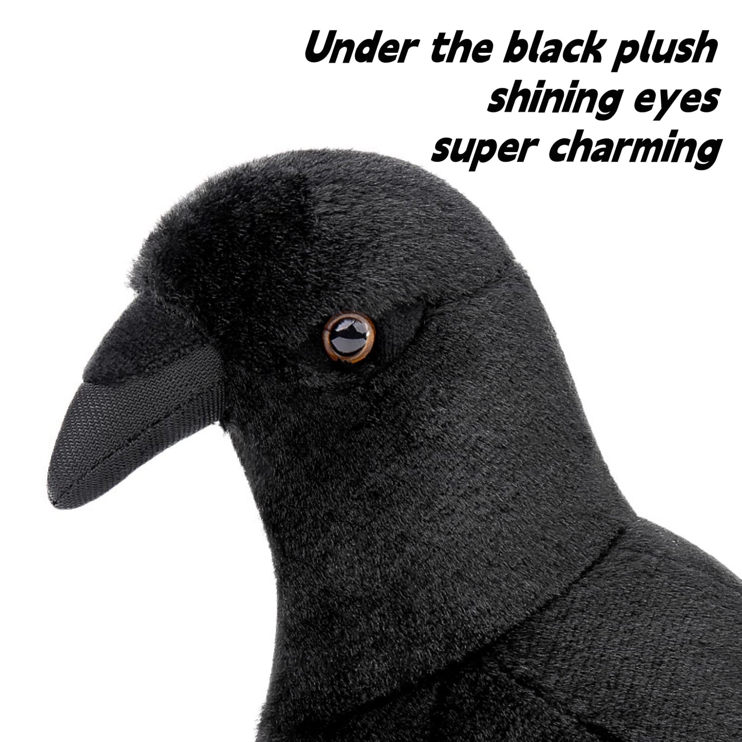Crow Stuffed Animal-Black 7.9",Lifelike Crow Plush Toy,Bird Toys for Kids,Crow Gifts for Kids