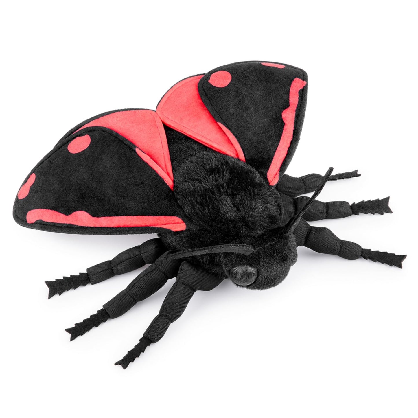 Lifelike Cinnabar Moth Stuffed Animal-Black 9.8",Moth Plush Toy,Gifts for Kids,Home Decor,Hugging Toy