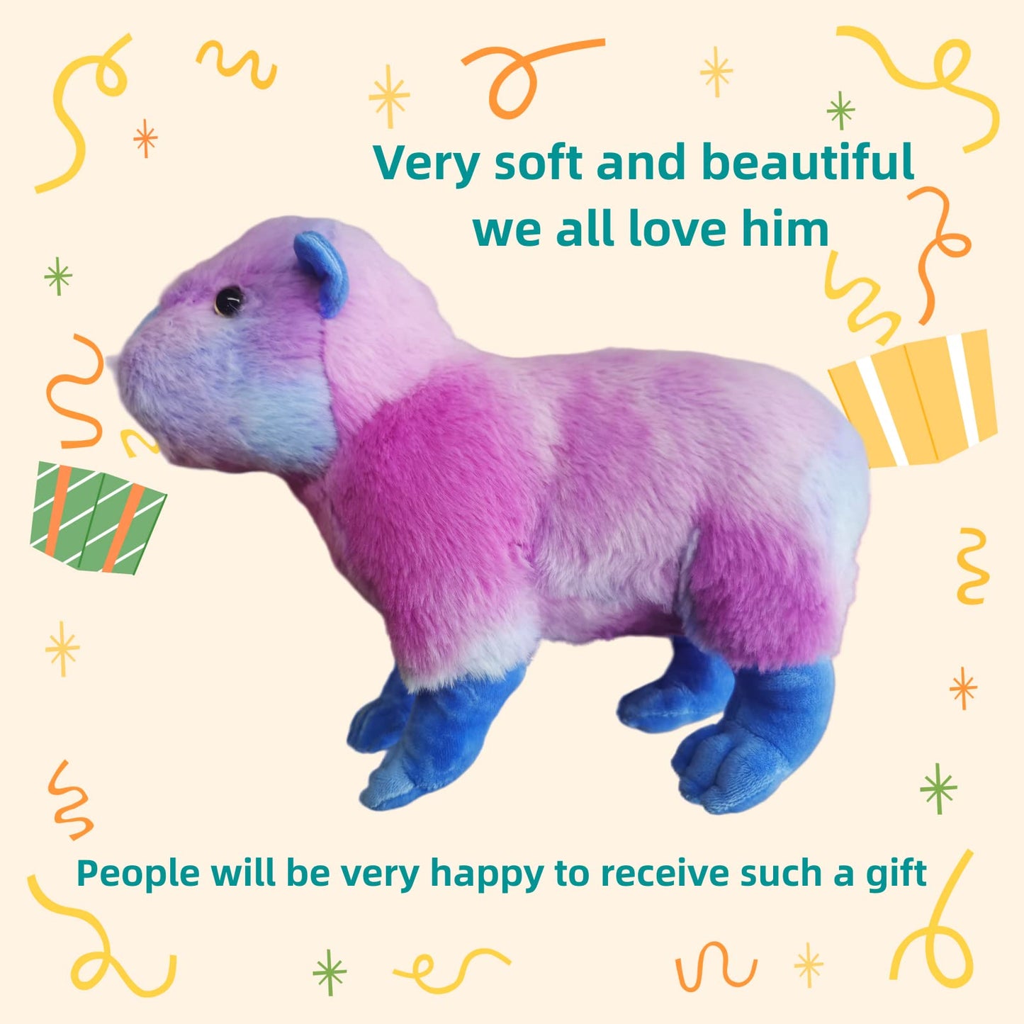 Realistic Capybara Stuffed Animal-Pink 12.6",Capybara Plush Toy, Soft Animals Toy,Girl Toys,Gifts for Kids