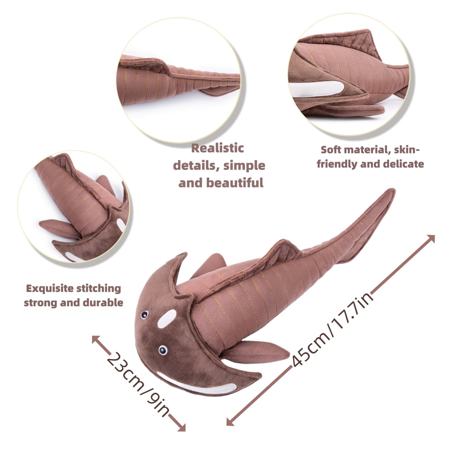 Simulated Ostracoderms Plush Animal, Lifelike 17.7" Ancient Creature Plush Toy, Soft Armored Fish Plush Toy,Girl's Toy, Children's Gifts
