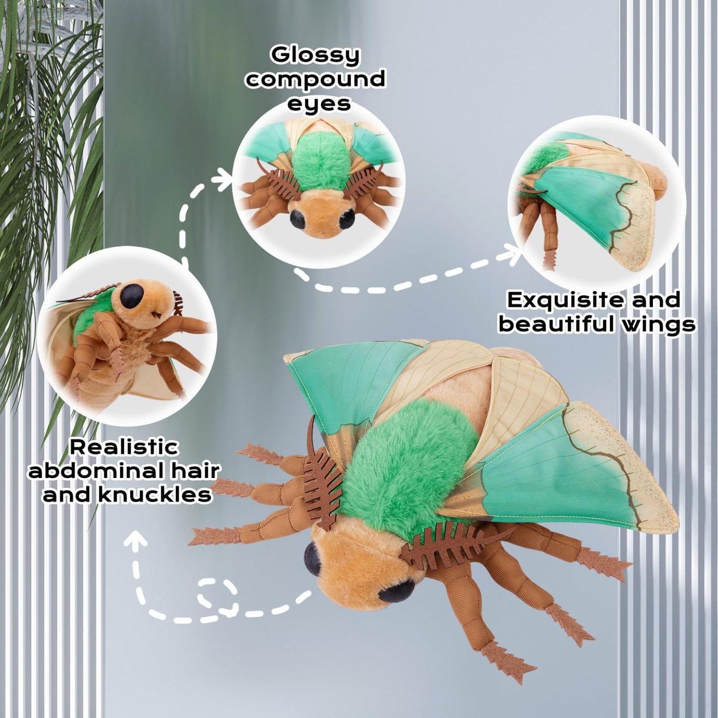 Simulation Green Moth Stuffed Animal - Green 9.8 Inch,Moth Plush Toy, Soft Moth Stuffed Toy for Kids,Home Decor, Cuddle Toy