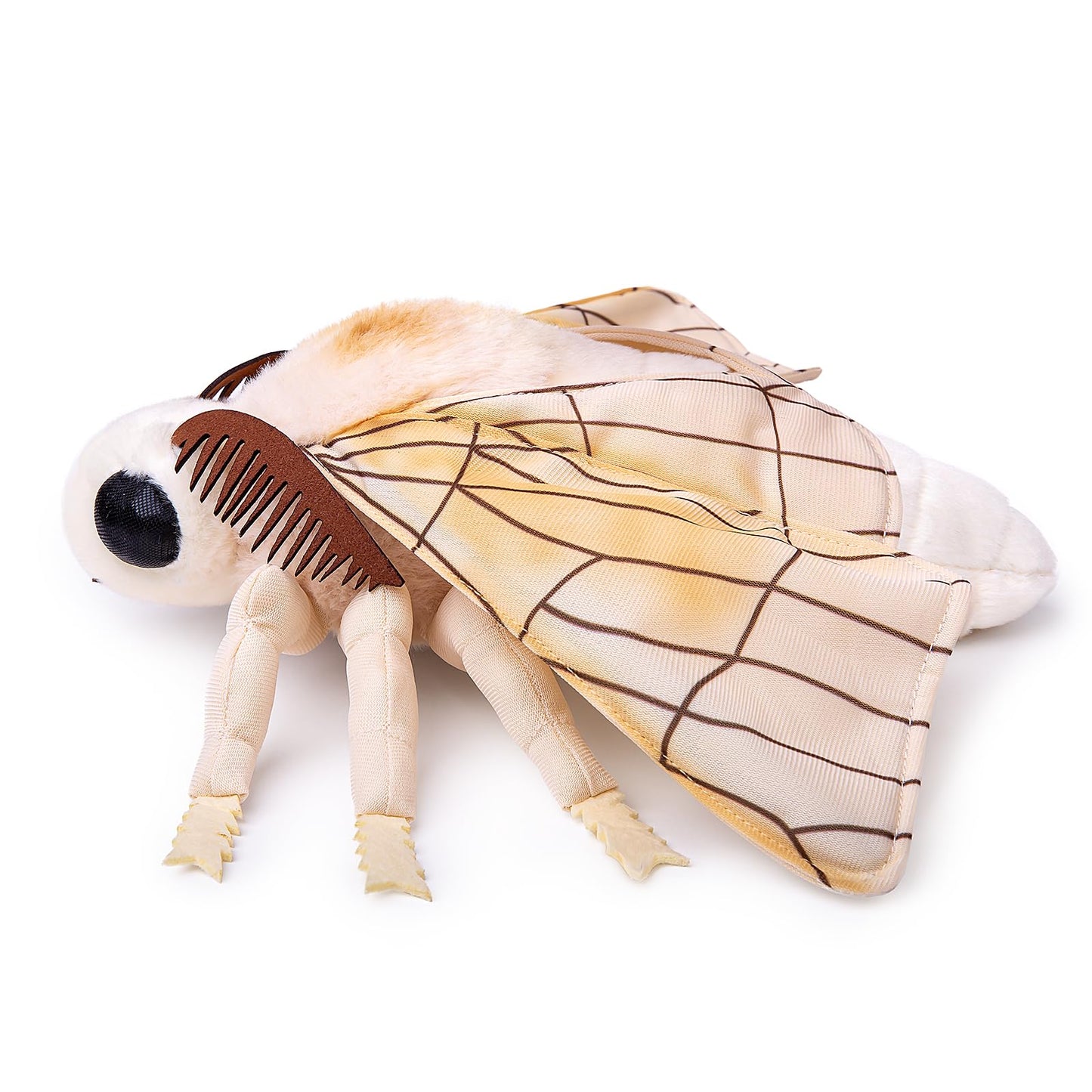 Simulation Silk Moth Stuffed Animal-White-15in, Soft Moth Plush Toy Gifts for Kids, Baby,Home Decor,Hugging Toy