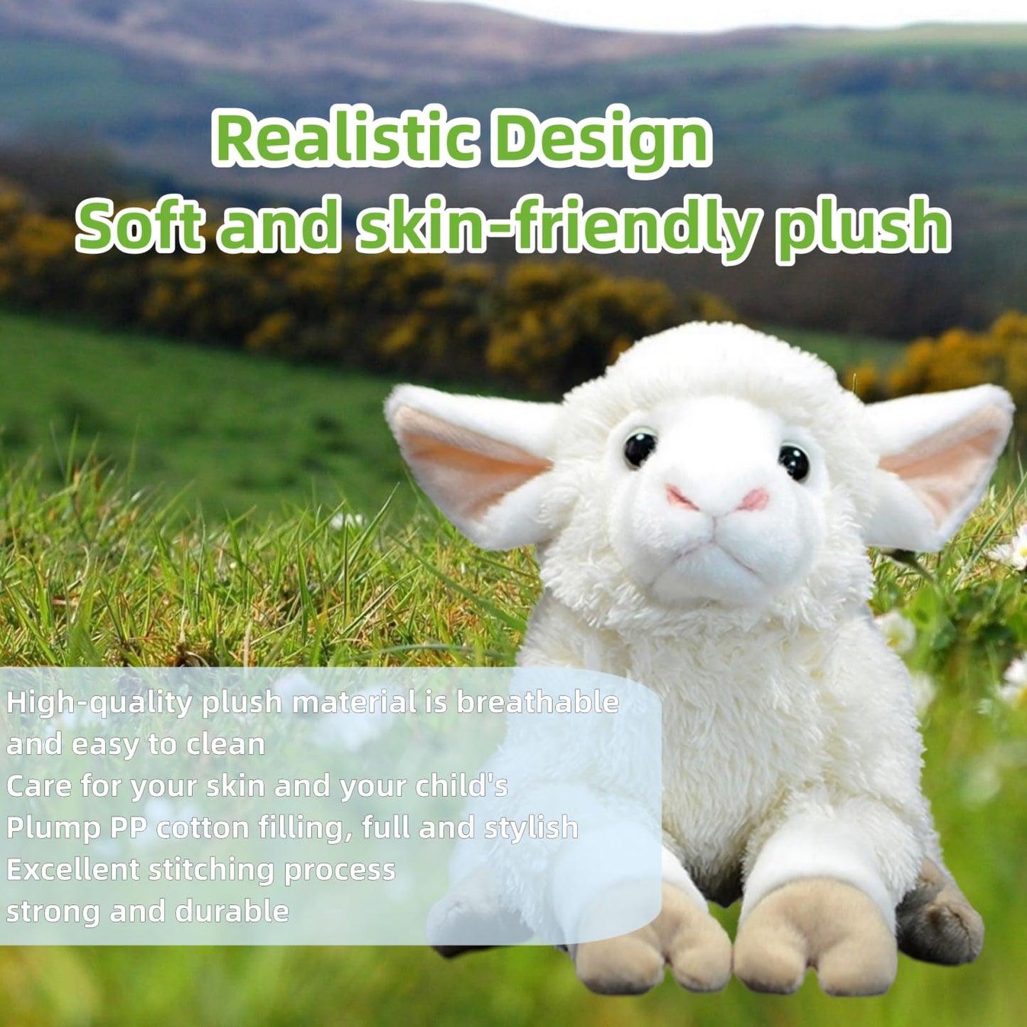 Realistic Lamb Stuffed Animal-White 10.24",Lamb Plush Toy, Sheep Stuffed Animal,Soft Girl Toys,Gifts for Kids, Home Decor,Hugging Toy