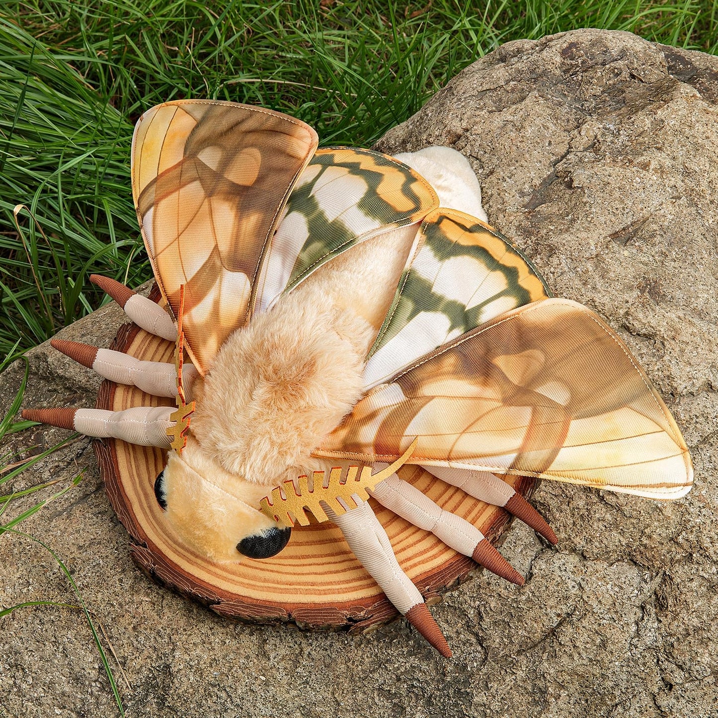 Simulation Dead Leaf Moth Plush Animal - Yellow 9.8 Inch,Dead Leaf Moth Plush Toy, Soft Moth Stuffed Toy for Kids,Home Decor, Cuddle Toy