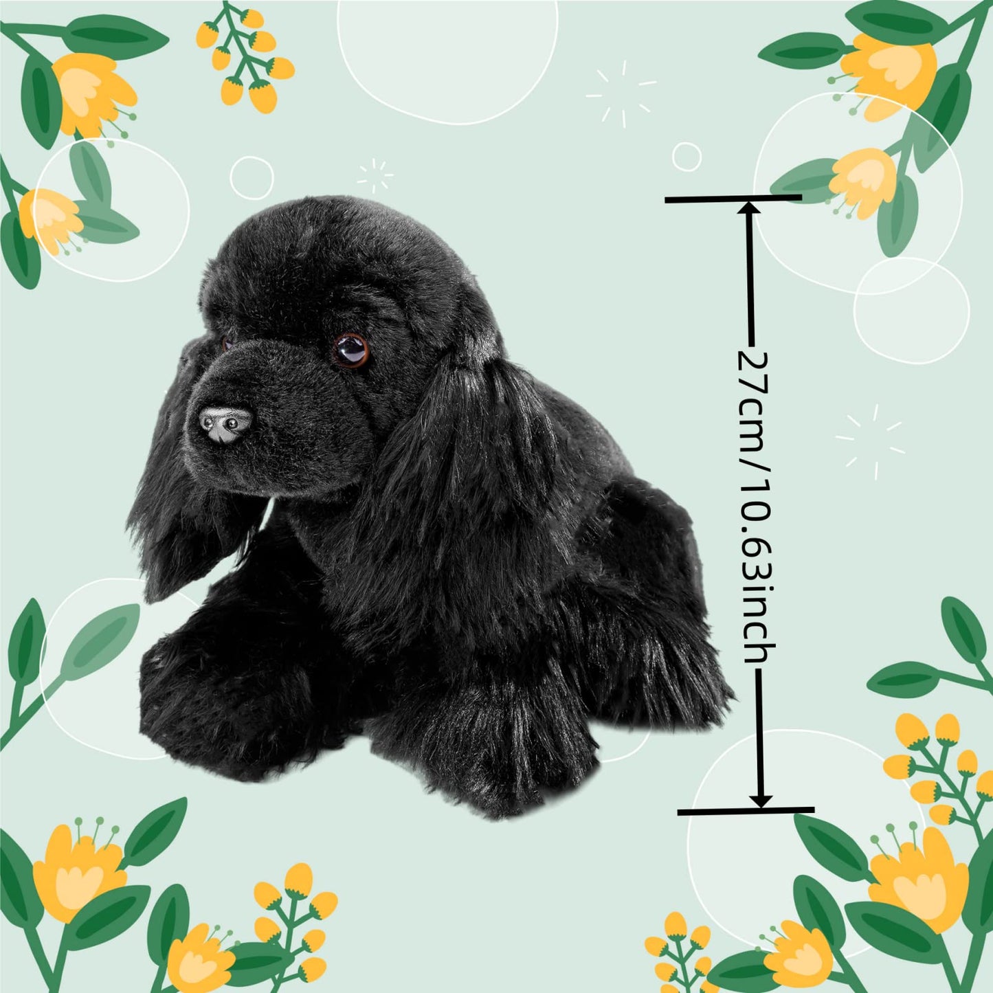 Realistic Cocker Spaniel Stuffed Animal-Black 10", Cocker Spaniel Gifts,Girl Toys,Gifts for Kids,Home Decor,Hugging Toy