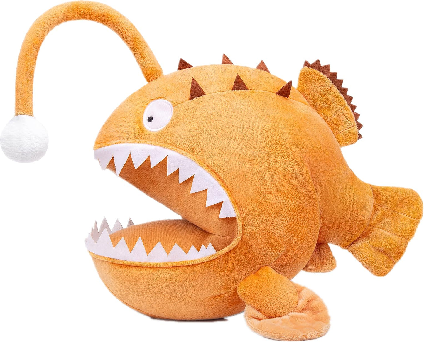 Lifelike Anglerfish Luminous Plush 9.8" Fish Stuffed Animal,Glow in The Dark,Soft Monkfish Plush,Gifts for Kids, Fish Decor