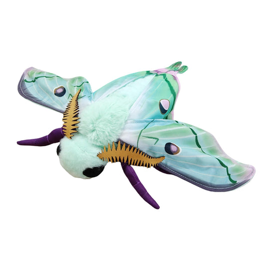 Realistic Luna Moth Plush Animal - Green 9.8 Inch, Long-Tailed Silk Moth Stuffed Toy, Soft Cuddle Toy for Girls, Kids, Baby Gift, Home Decor