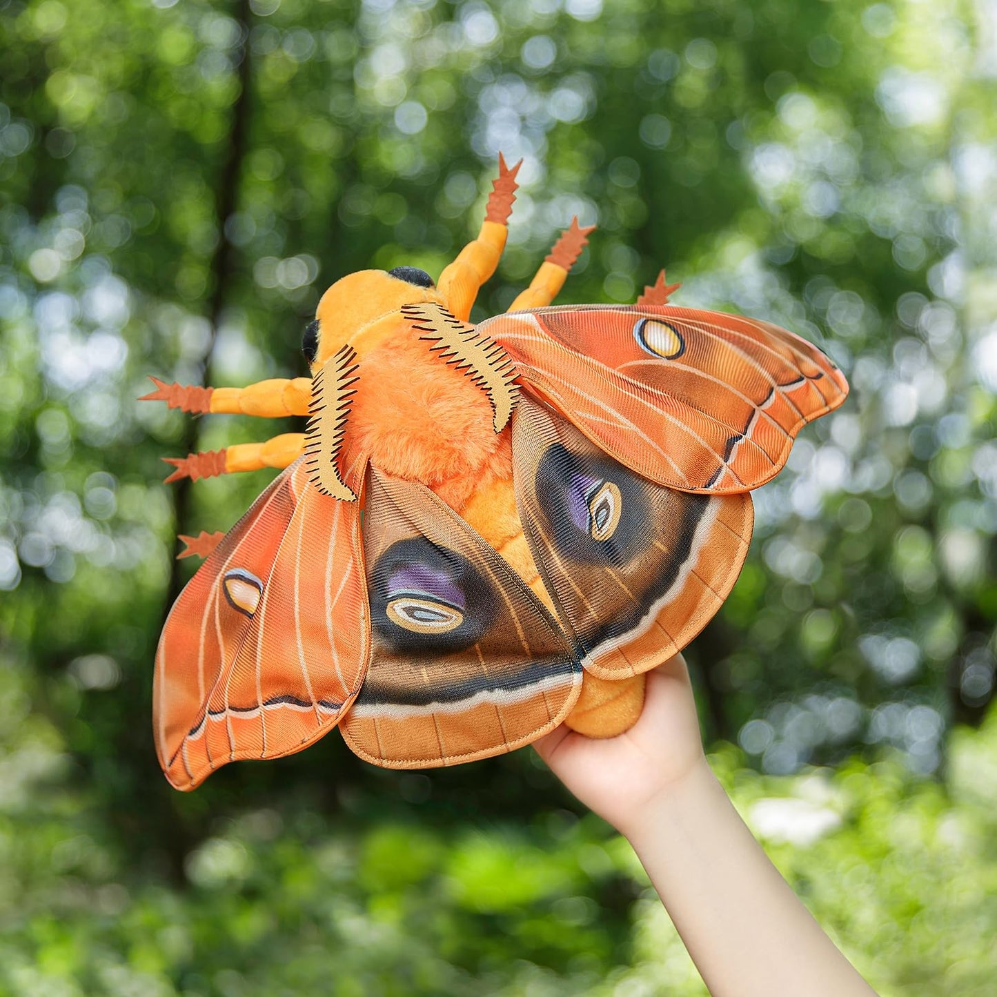 Simulation Polyphemus Moth Plush Animal - Orange 9.8 Inch,Soft Polyphemus Moth Plush Toyfor Kids, Girls Toy,Home Decor, Cuddle Toy