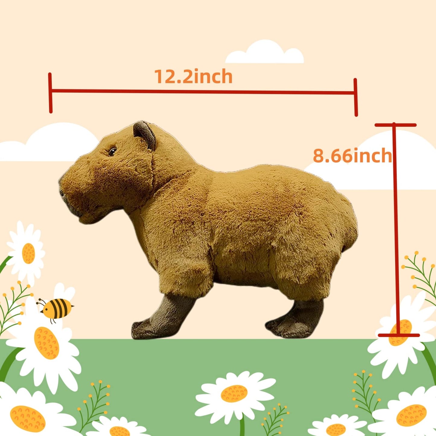 Realistic Capybara Stuffed Animal-Pink 12.6",Capybara Plush Toy, Soft Animals Toy,Girl Toys,Gifts for Kids