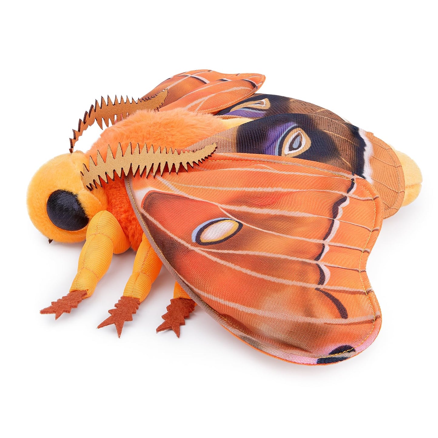 Simulation Polyphemus Moth Plush Animal - Orange 9.8 Inch,Soft Polyphemus Moth Plush Toyfor Kids, Girls Toy,Home Decor, Cuddle Toy