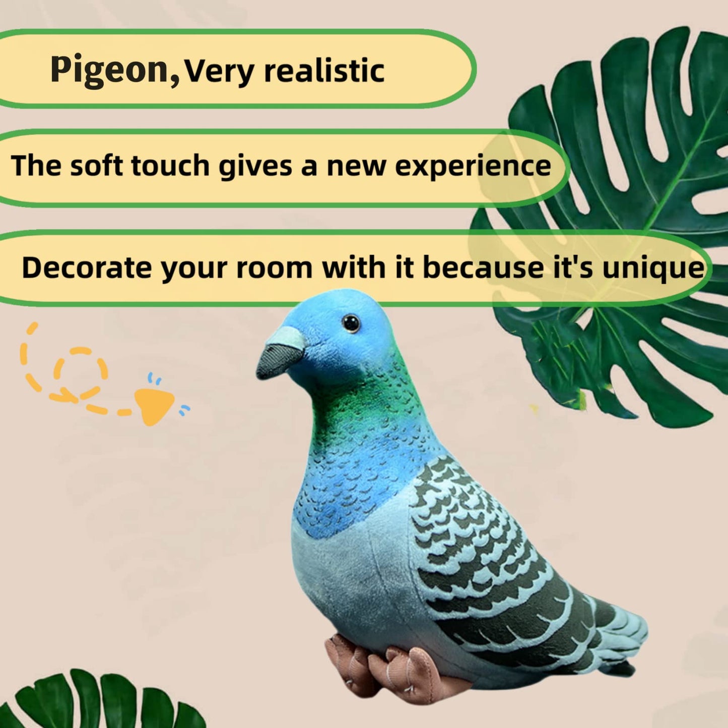 Realistic Pigeon Stuffed Animal-Blue 7.48",Pigeon Plush Toy for Kids,Bird Stuffed Animal Toy,Girl Toys,Gifts for Kids,Home Decor