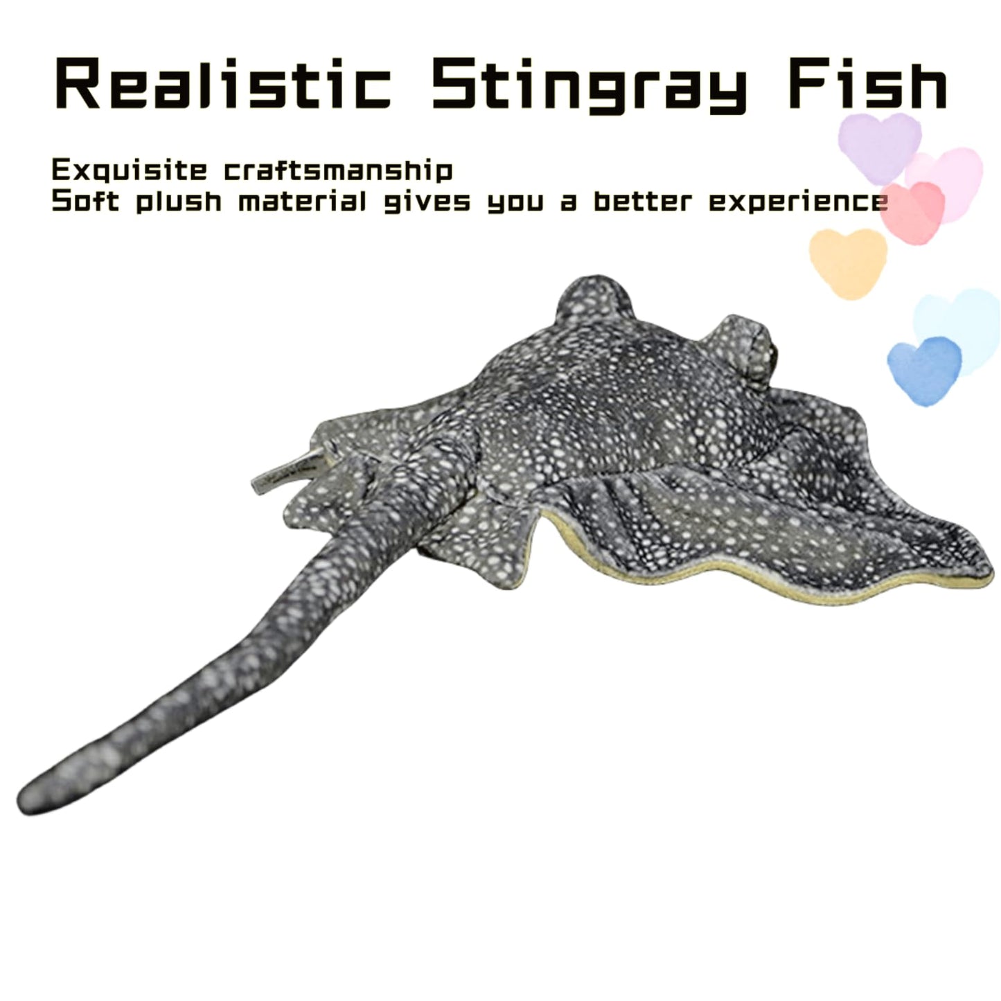 Realistic Stingray Fish Plush-19”, Lifelike Leopard Stingray Stuffed Animal, Soft Skate Stingray Plush Toy,Stingray Gifts,Gifts for Kids,Baby Gift,Cute Plush,Home Dec