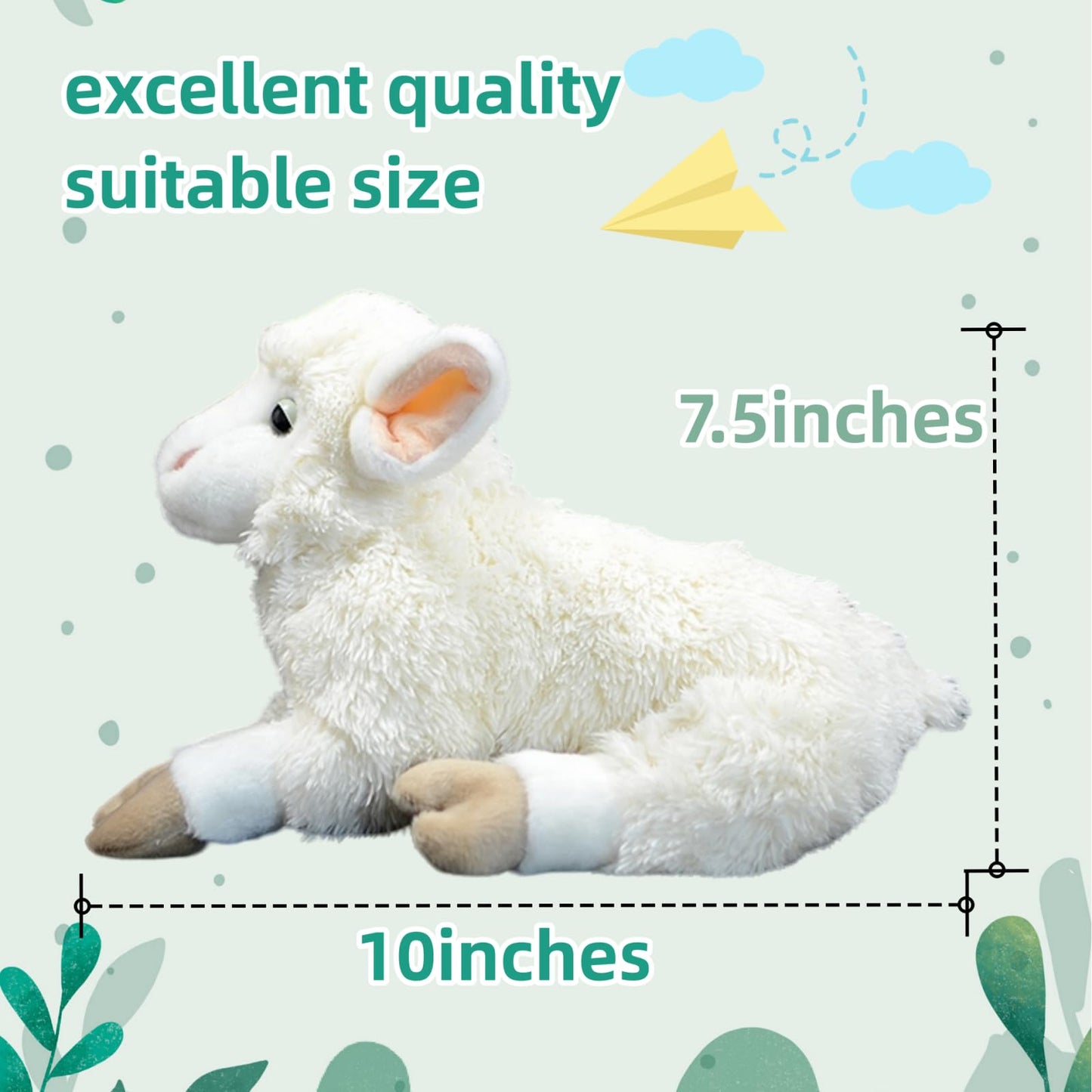 Realistic Lamb Stuffed Animal-White 10.24",Lamb Plush Toy, Sheep Stuffed Animal,Soft Girl Toys,Gifts for Kids, Home Decor,Hugging Toy