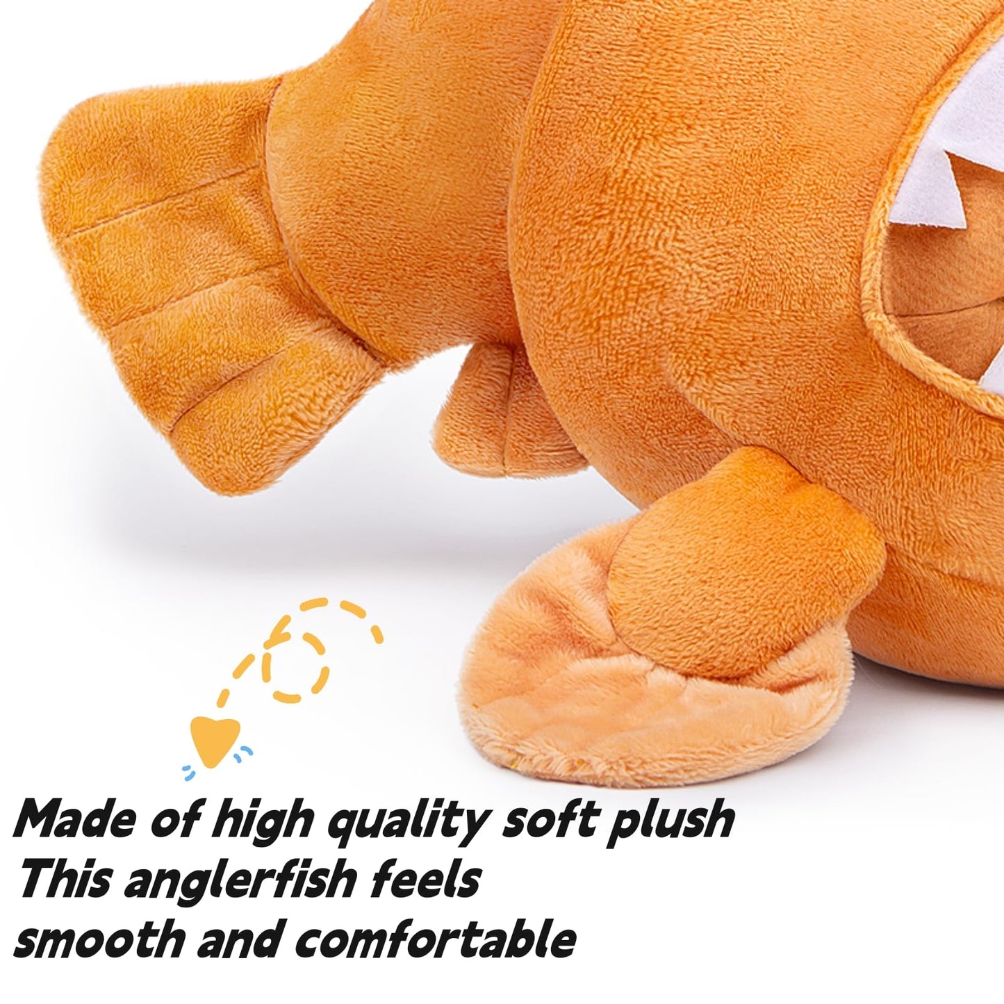 Lifelike Anglerfish Luminous Plush 9.8" Fish Stuffed Animal,Glow in The Dark,Soft Monkfish Plush,Gifts for Kids, Fish Decor
