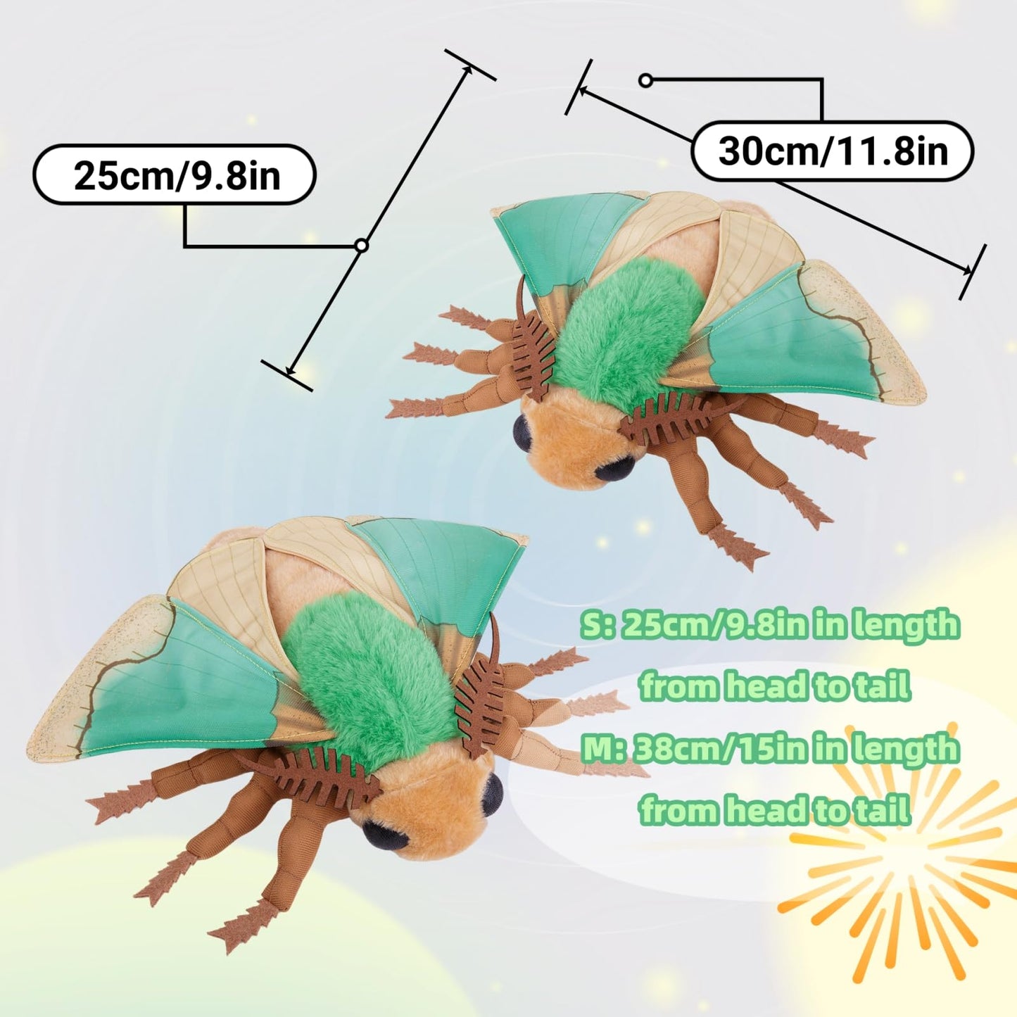 Simulation Green Moth Stuffed Animal - Green 9.8 Inch,Moth Plush Toy, Soft Moth Stuffed Toy for Kids,Home Decor, Cuddle Toy