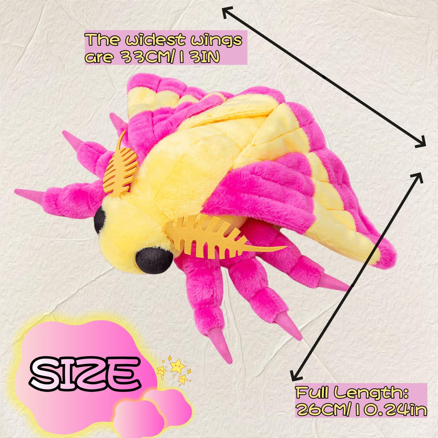 Rosy Maple Moth Plush Animal - 10 Inch, Soft Moth Stuffed Toy, Girls Toy, for Kids, Baby Gifts,Home Decor, Cuddle Toy