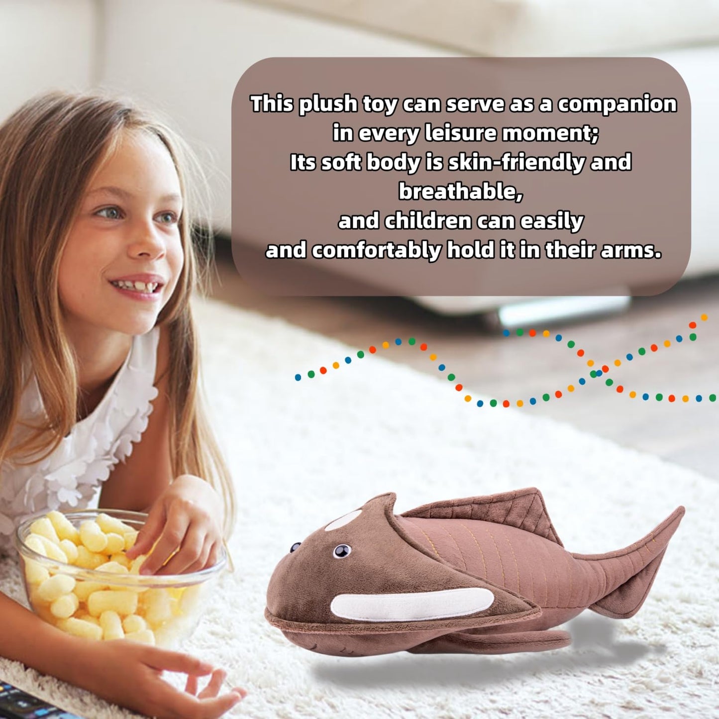 Simulated Ostracoderms Plush Animal, Lifelike 17.7" Ancient Creature Plush Toy, Soft Armored Fish Plush Toy,Girl's Toy, Children's Gifts