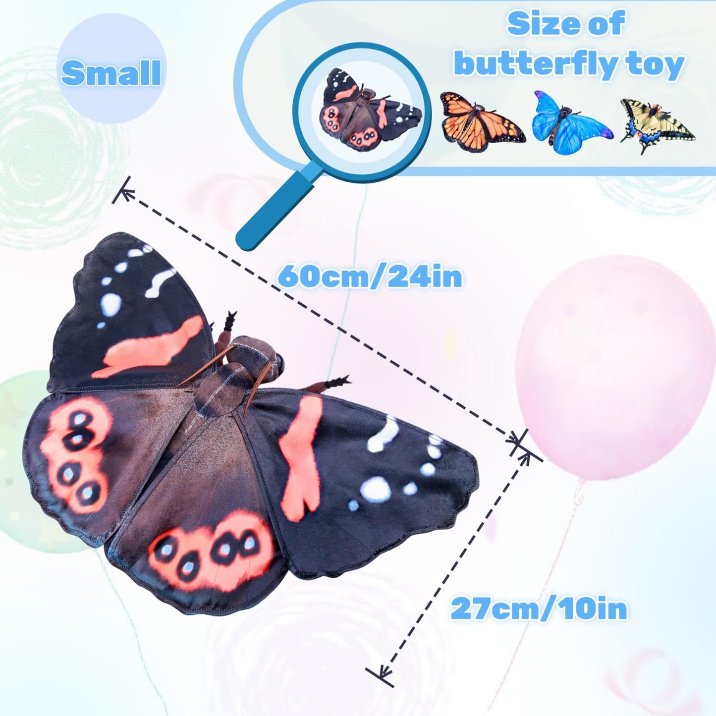 Realistic Red Admiral Butterfly Stuffed Animal-Black 10 Inch,Beautiful Moth Plush Toy