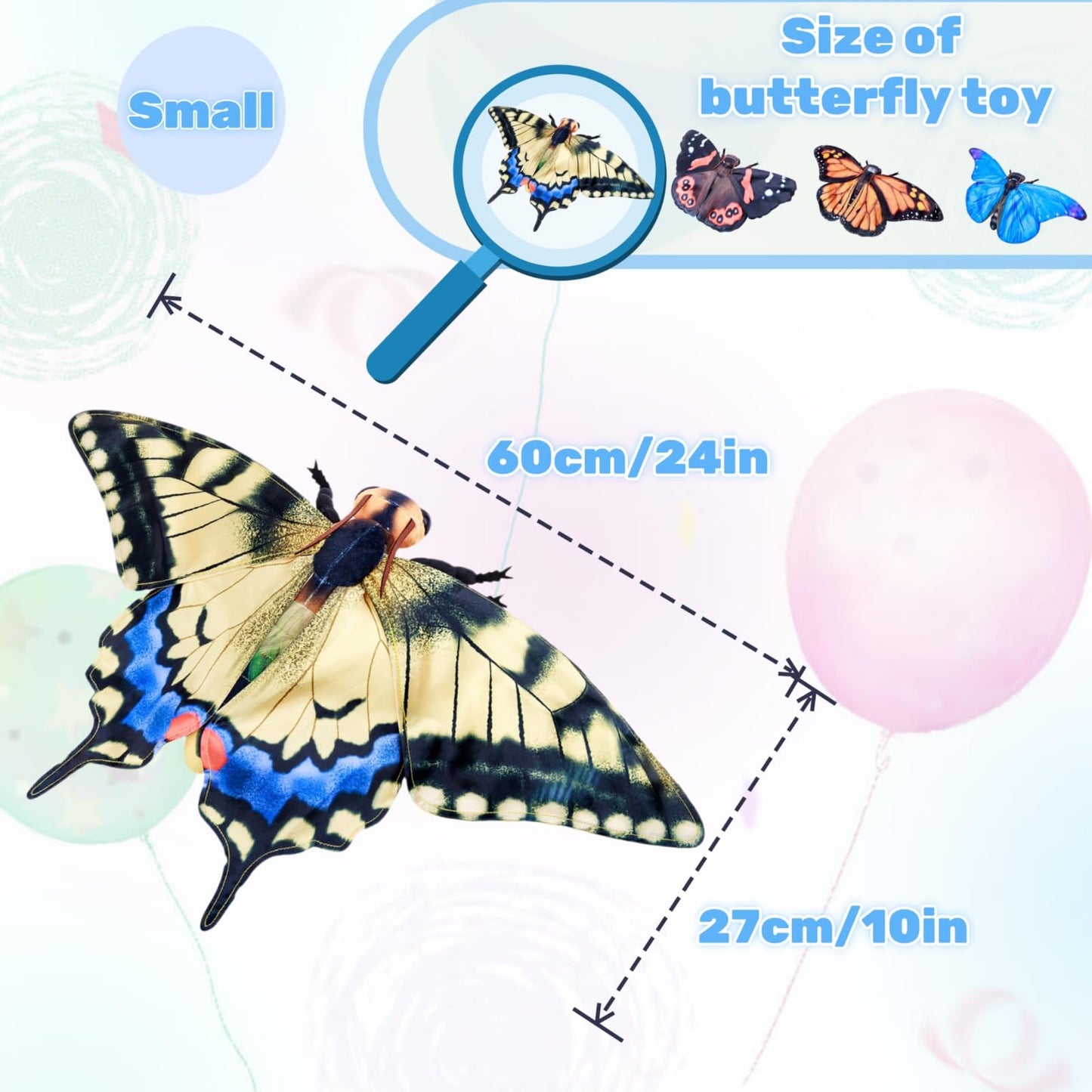 Realistic Swallowtail Butterfly Stuffed Animal-Yellow 10 Inch,Beautiful Moth Plush Toy