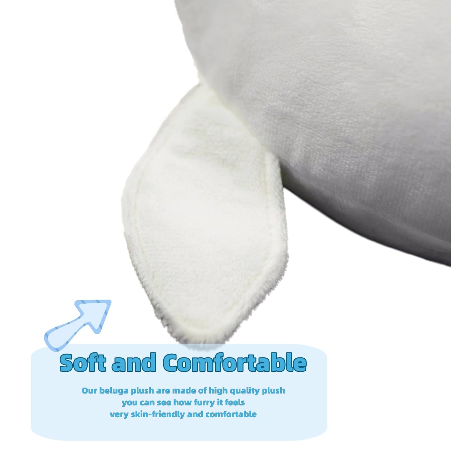 Simulation Beluga Whale Plush-15.7",Lifelike Beluga Whale Stuffed Animal, Sea Creature Stuffed Animals,Soft Toy,Whale Plush,Cuddly Toys,Unique Gifts for Kids,Whale Hug Pillows,Home Dec,Girls Gfts