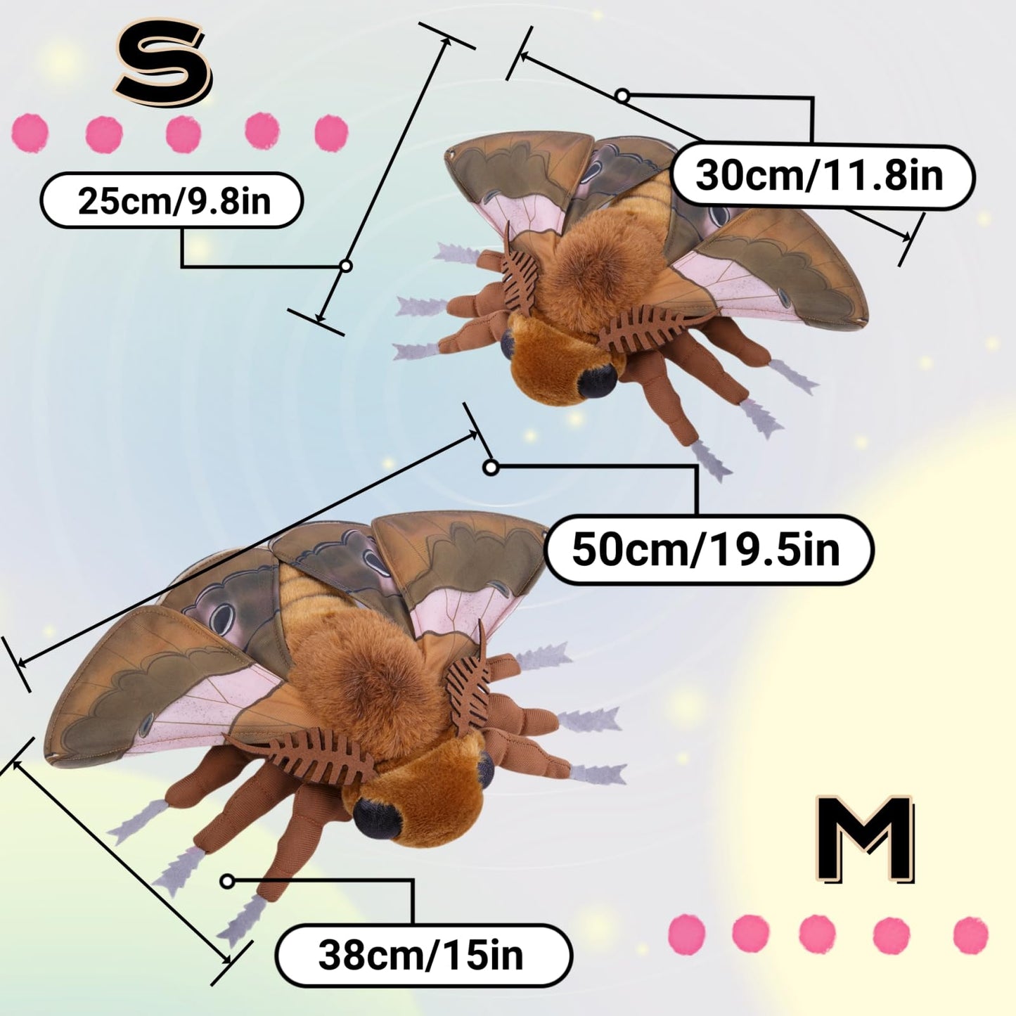 Simulation Ginkgo Moth Plush Animal - Brown 15 Inch,Ginkgo Moth Plush Toy, Soft Moth Stuffed Toy for Kids,Home Decor, Cuddle Toy