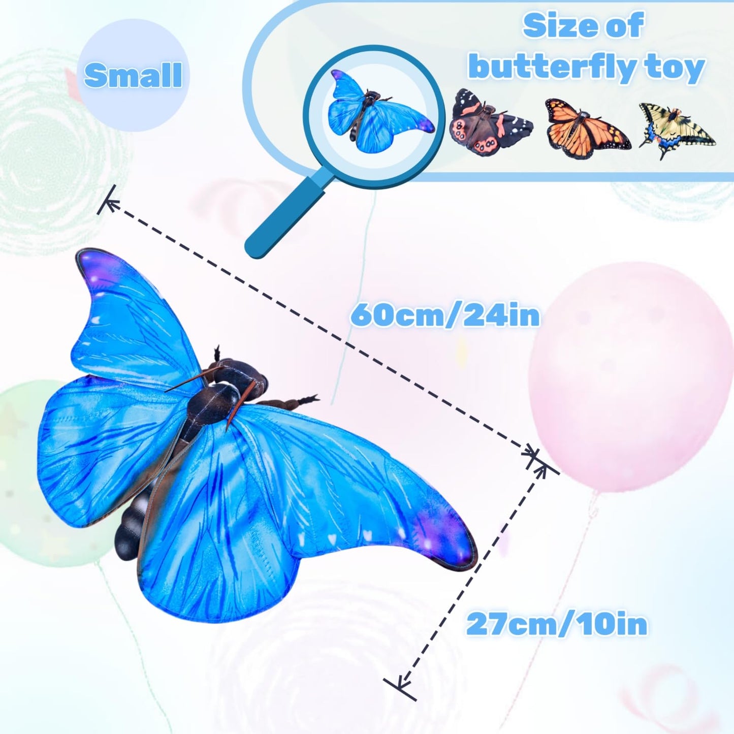 Realistic Blue Morpho Butterfly Stuffed Animal-Blue 10 Inch,Beautiful Moth Plush Toy