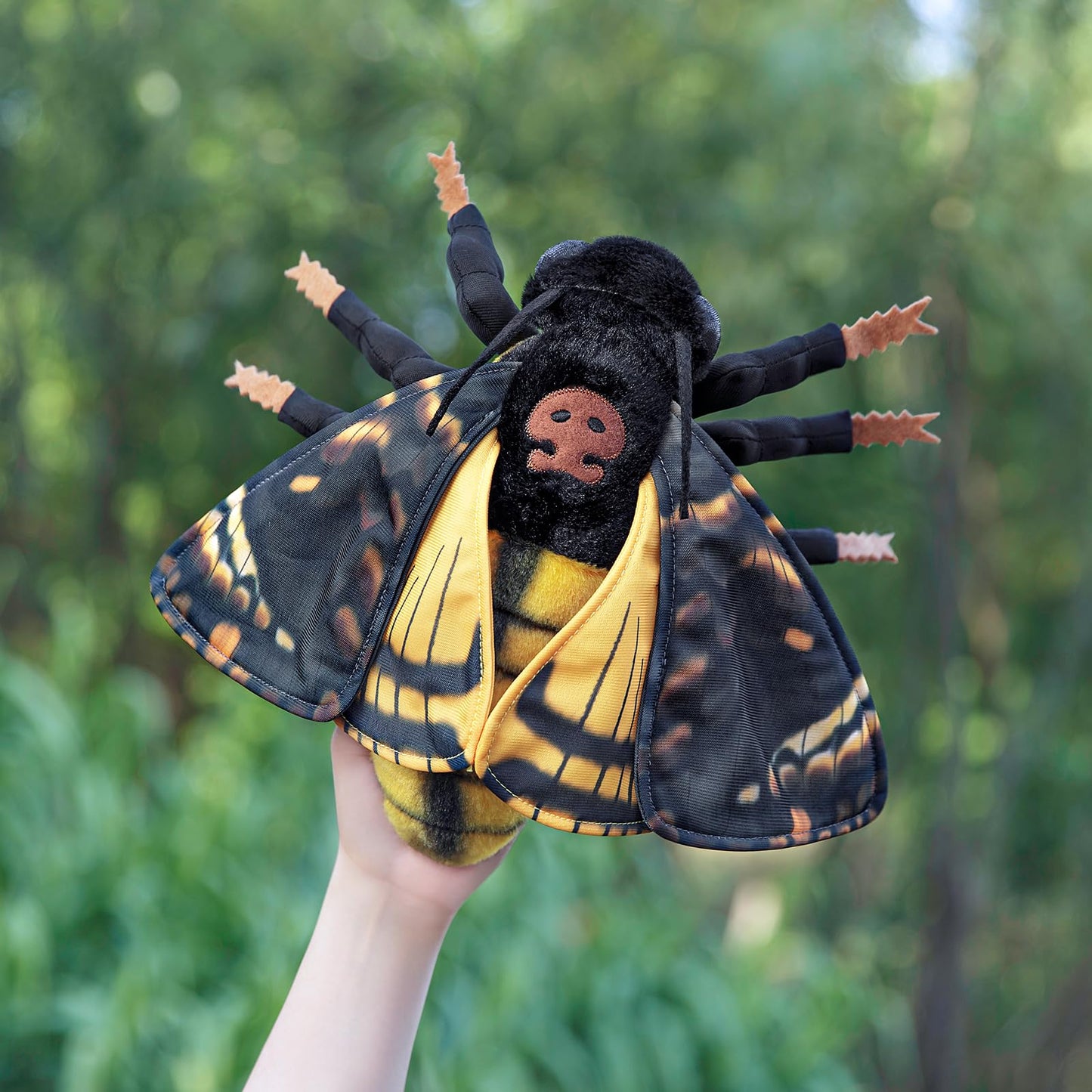 Simulation Deaths Head Hawk Moth Stuffed Animal-Yellow 9.8",Lifelike Death's-Head Hawkmoth Plush Toy, Moth Toy,Gifts for Kids,Home Decor