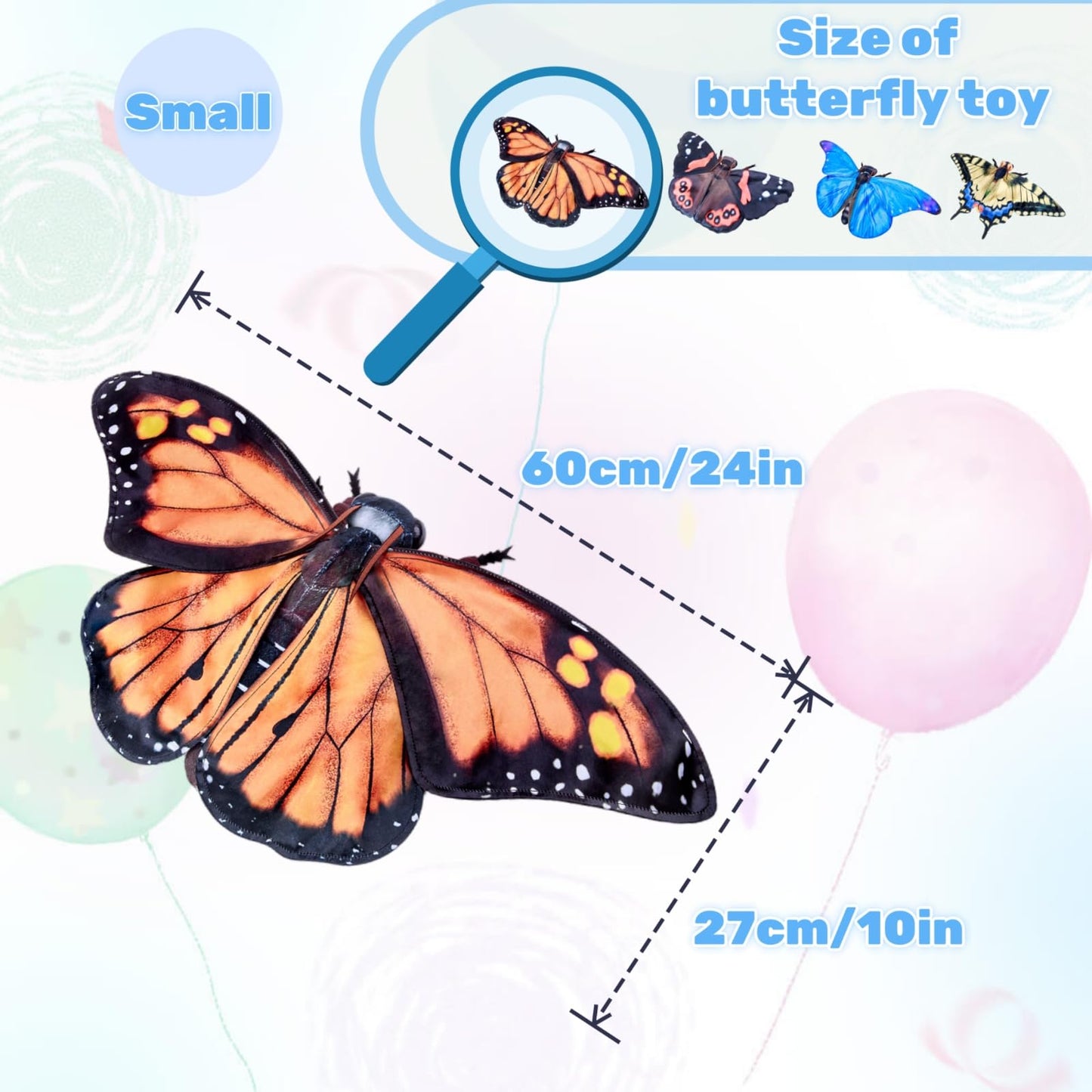 Realistic Monarch Butterfly Stuffed Animal-Orange 10 Inch,Beautiful Moth Plush Toy