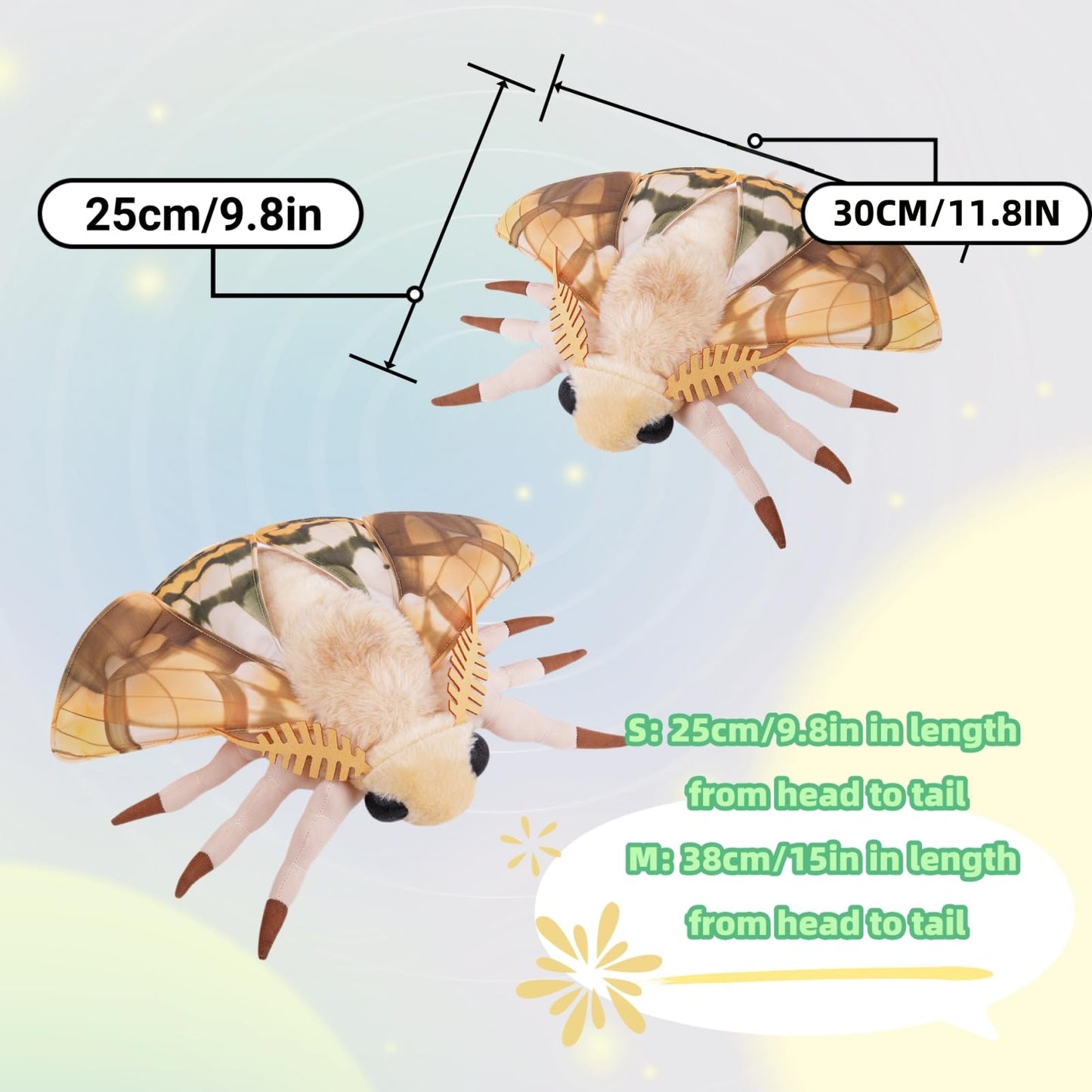 Simulation Dead Leaf Moth Plush Animal - Yellow 9.8 Inch,Dead Leaf Moth Plush Toy, Soft Moth Stuffed Toy for Kids,Home Decor, Cuddle Toy