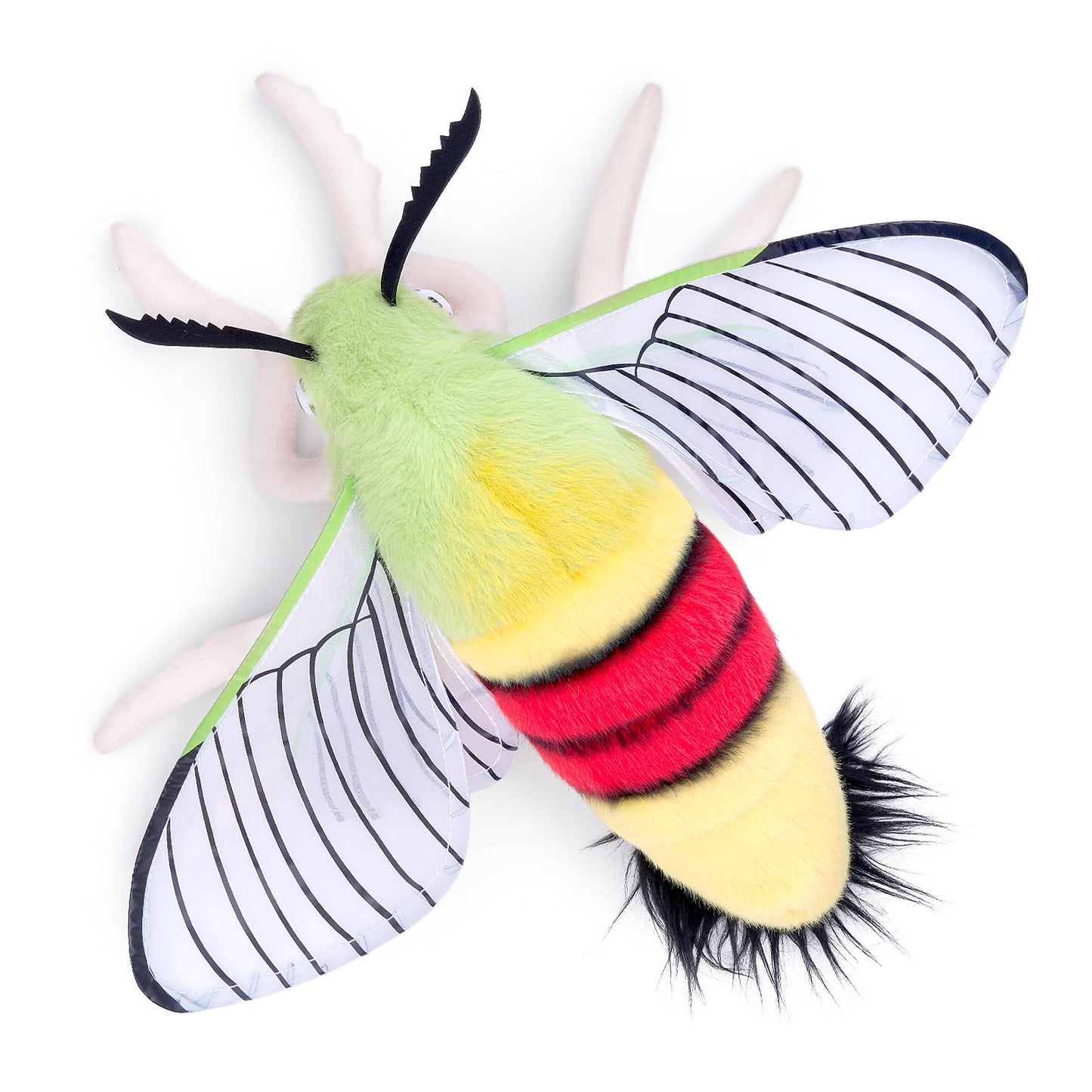 Realistic Cephonodes Hylas Plush Animal - Yellow 9.8 Inch,Pellucid Hawkmoth Plush Toy, Soft Moth Stuffed Toy for Kids, Home Decor, Cuddle Toy