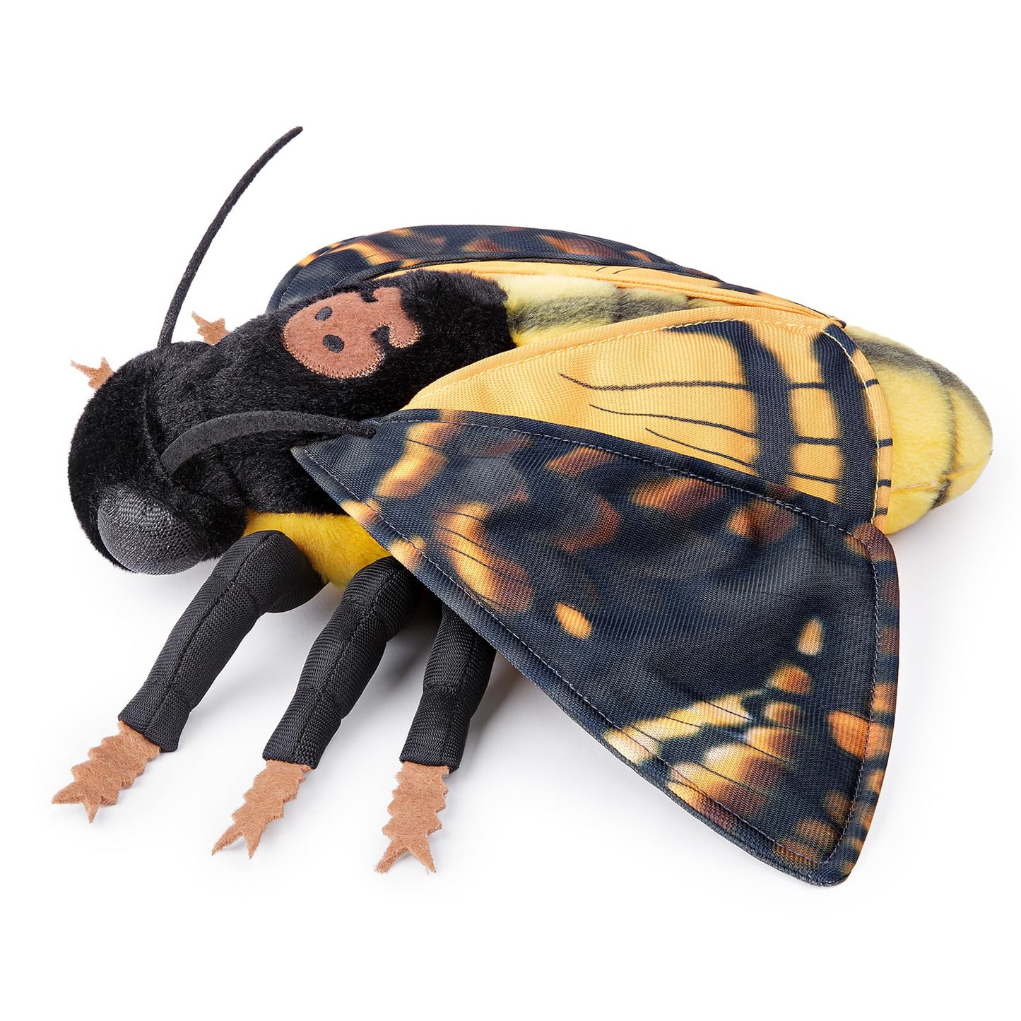 Simulation Deaths Head Hawk Moth Stuffed Animal-Yellow 9.8",Lifelike Death's-Head Hawkmoth Plush Toy, Moth Toy,Gifts for Kids,Home Decor