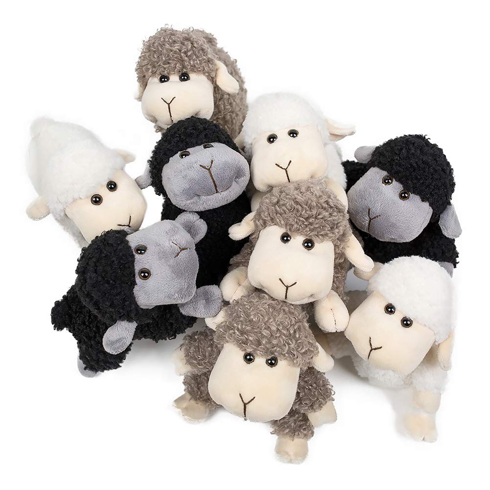 Sheep Stuffed Animal Lamb Plush Decorations 3Pcs (Sitting, Standing, Kneeling) White Sheep Toys Gift for Kids Little Girl/Boy