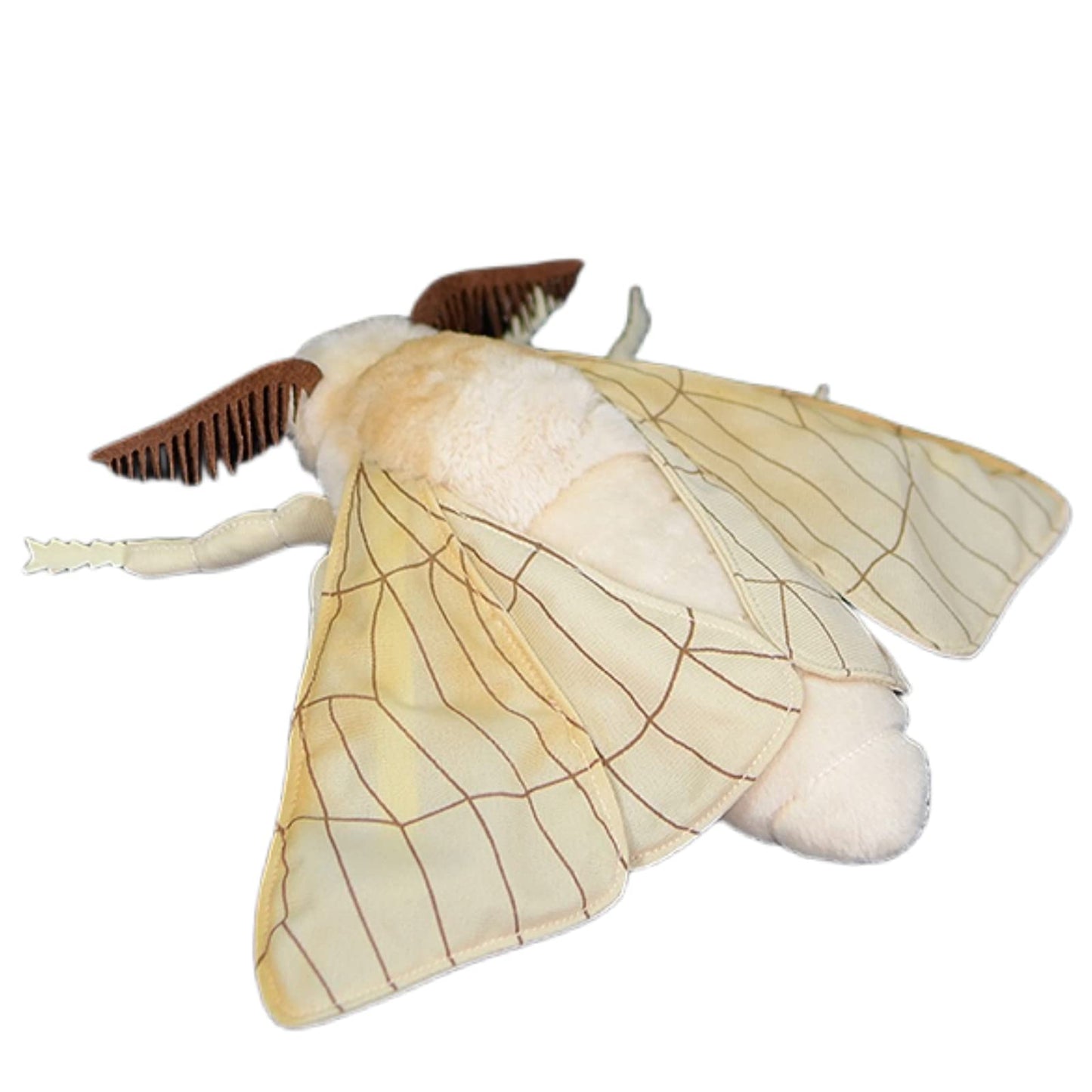Simulation Silk Moth Stuffed Animal-White-15in, Soft Moth Plush Toy Gifts for Kids, Baby,Home Decor,Hugging Toy